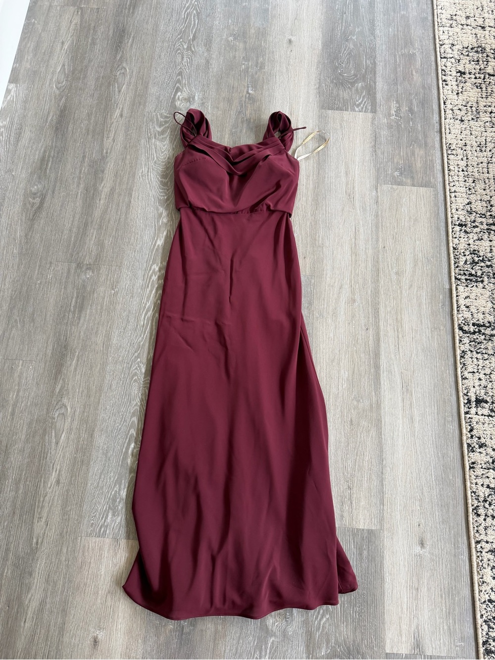 Jenny Yoo Wine Cowl Neck Maxi Dress